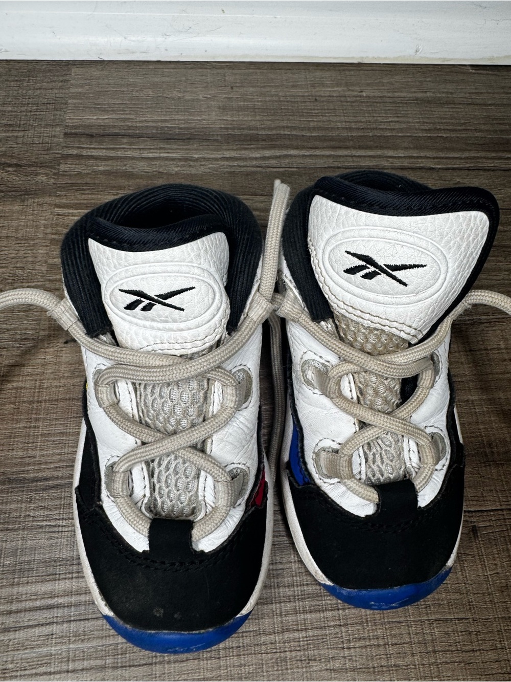 Reebok Kids White, Black and Blue High-Top Sneakers